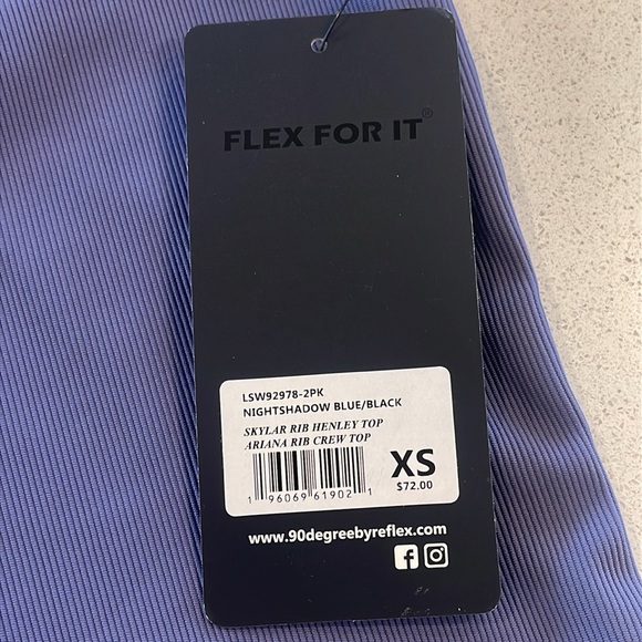 NWT 90 Degree By Reflex Womens Skylar Ribbed Henley & Ribbed Blue Long Sleeve XS - Picture 5 of 8